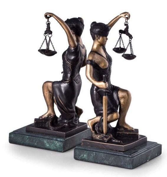 Bookends Goddess of Justice Sculptures Lady Statues Themis Figurine